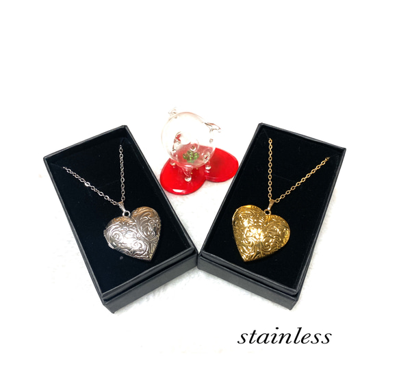 ♡ハート型♡【ロケットペンダント】◆【シルバー色】【ゴールド色】【stainless製】◆只今BOXにてお届け致します 1枚目の画像