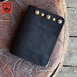 栃木レザー コンパクト三つ折り財布 スタッズ財布［WL-002-ST1