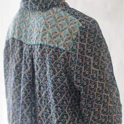 カジュアルシンプルレディースルーズロングスリーブプリント綿麻シャツ 4枚目の画像