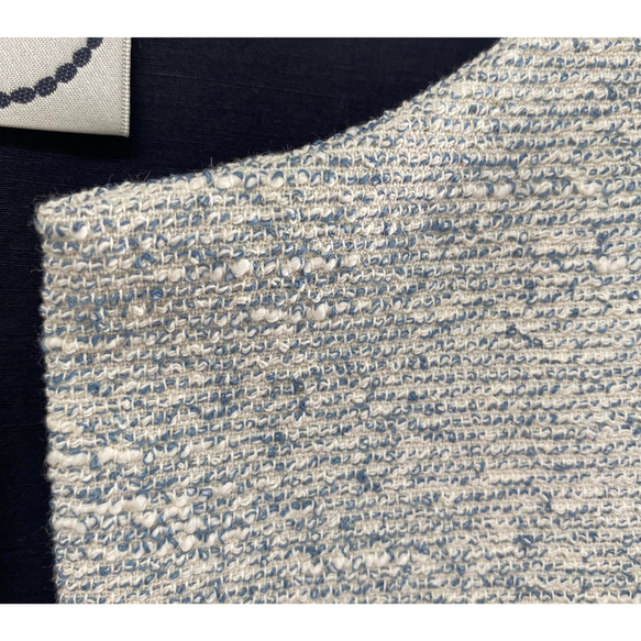 【予約商品】【送料無料】ノーカラージャケット　カーディガン　カラー：ブルー系スラブ杢　夏の冷房対策　天然素材 12枚目の画像