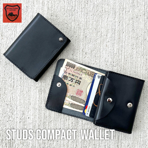 栃木レザー スタッズウォレット コンパクト財布 二つ折り財布 栃木レザー スタッズウォレット コンパクト財布 二つ折り財布