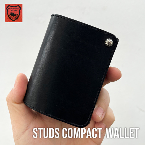 栃木レザー スタッズウォレット コンパクト財布 二つ折り財布