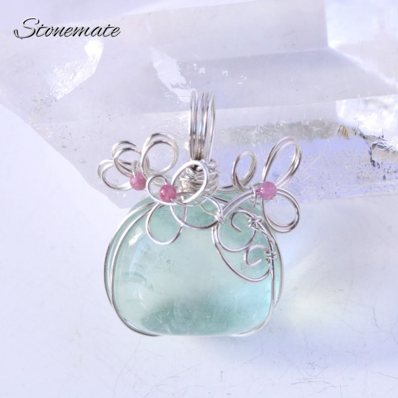 グリーンフローライト　シルバー925ワイヤージュエリー