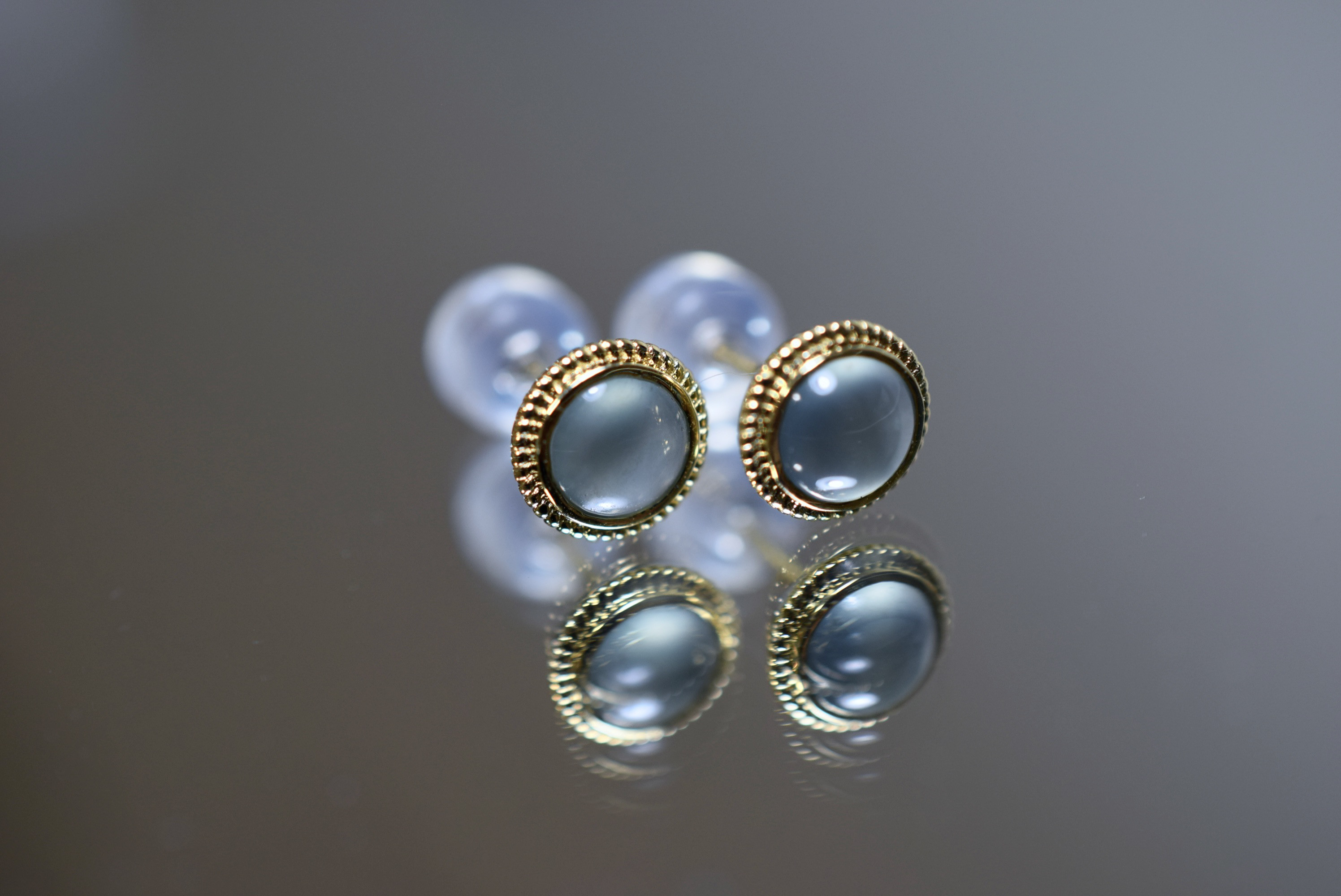 X24-03 受注製作 藍水 高氷種 k9金 k18金 ゴールド ピアス グアテマラ産 天然 本翡翠 爪留め 覆輪留め