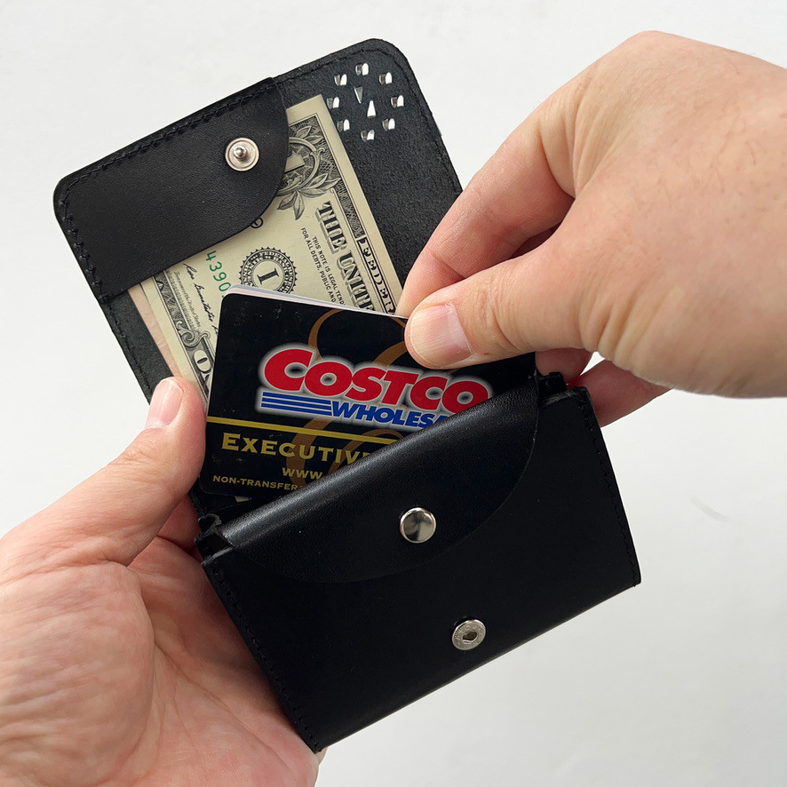 栃木レザー スタッズウォレット コンパクト財布 二つ折り財布 ［WL-001-ST5］【メール便送料無料】