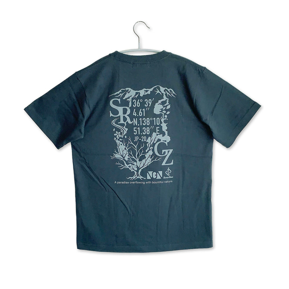 【夏を楽しむ♪】ロゴプリント　Tシャツ　スレート/紺　6.2oz  綿100%　メンズ　レディース 3枚目の画像