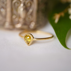K18 Pear shape Clear yellow Diamond ring(0.337ct,R085_PDia) 7枚目の画像
