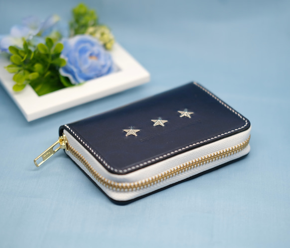 ルガトショルダー レザー ラウンドファスナー ミニウォレット　ネイビーカラー ルガトショルダー レザー ラウンドファスナー ミニウォレット ネイビー