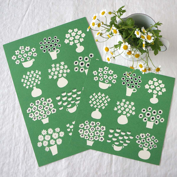 「 flower base（ green ）」20cm角ポスター 5枚目の画像