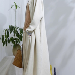 綿麻レディースのロングホワイトジャケット 3枚目の画像