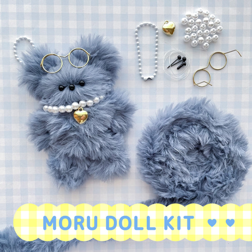 モールドールくまキーホルダー♡ブルーグレー (完成品 モールドールくまキーホルダー♡ブルーグレー (完成品