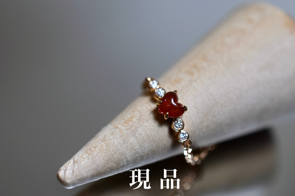 X24-04 赤翡翠 ハット 氷種 k18金ピンクゴールド リング 指輪 ミャンマー産 天然 本翡翠 爪留め 1枚目の画像