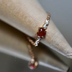 X24-04 赤翡翠 ハット 氷種 k18金ピンクゴールド リング 指輪 ミャンマー産 天然 本翡翠 爪留め 5枚目の画像