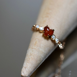 X24-04 赤翡翠 ハット 氷種 k18金ピンクゴールド リング 指輪 ミャンマー産 天然 本翡翠 爪留め 3枚目の画像