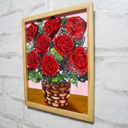 油絵 油彩 油彩画 絵 絵画【赤い薔薇】 2枚目の画像