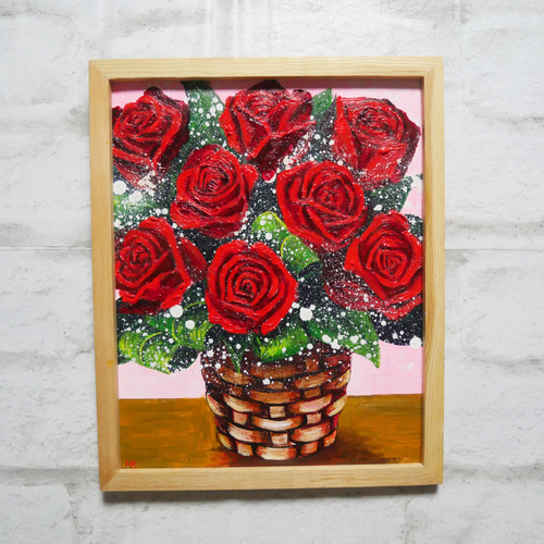 油絵 油彩 油彩画 絵 絵画【赤い薔薇】 絵画 HR 通販｜Creema 