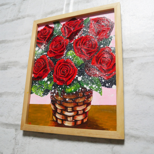 油絵 油彩 油彩画 絵 絵画【赤い薔薇】 絵画 HR 通販 17648229
