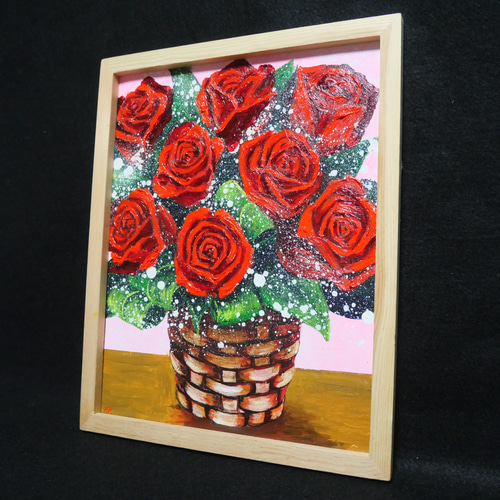 油絵 油彩 油彩画 絵 絵画【赤い薔薇】 絵画 HR 通販 17648229