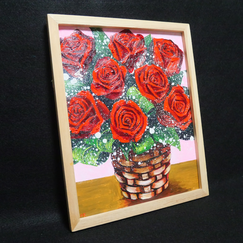 油絵 油彩 油彩画 絵 絵画【赤い薔薇】 絵画 HR 通販 17648229