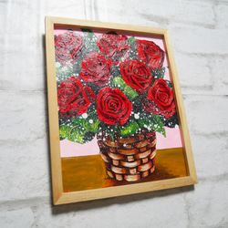 油絵 油彩 油彩画 絵 絵画【赤い薔薇】 7枚目の画像
