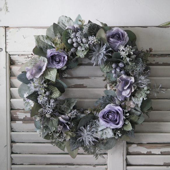 ユーカリと薔薇のリースドライフラワーリース