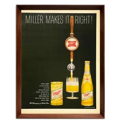 ミラー ビール 1960年代 アメリカ ヴィンテージ 雑誌 広告 額付 ポスター 3枚目の画像