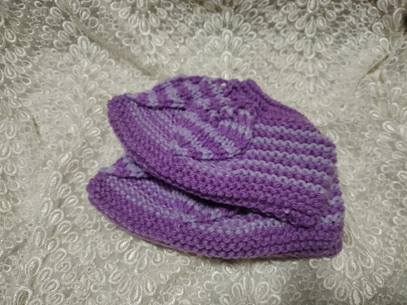 靴下 くつ下 くつ下カバー カバー ボーダー アクリル 毛糸 ランダム ソックス ソックスカバー 祖母の手編み 3枚目の画像