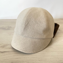 春夏＊大人に似合うシンプルキャップ＊リボン＊日本製コットンリネン＊レディース帽子【SS/S/M/LL受注制作】UVケア 2枚目の画像