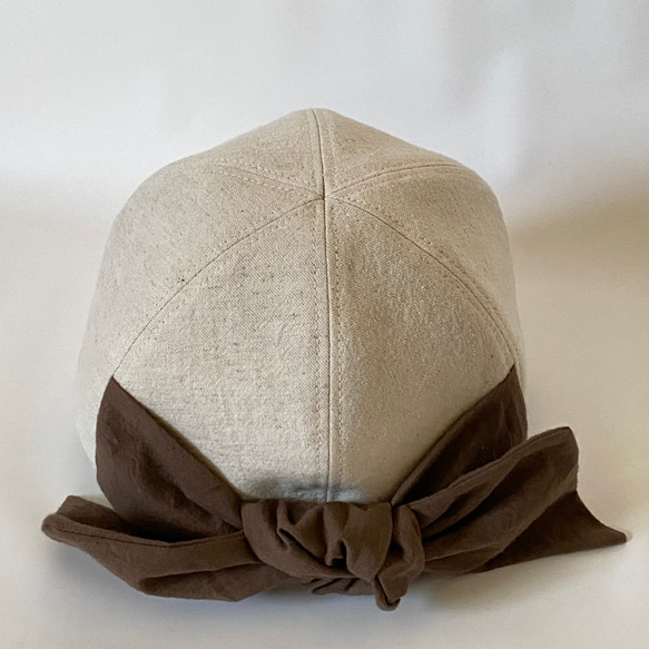 春夏＊大人に似合うシンプルキャップ＊リボン＊日本製コットンリネン＊レディース帽子【SS/S/M/LL受注制作】UVケア 4枚目の画像