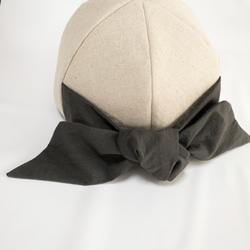 バックリボンのコットンリネン素材のキャップ【選べるサイズ受注生産】レディース帽子 4枚目の画像