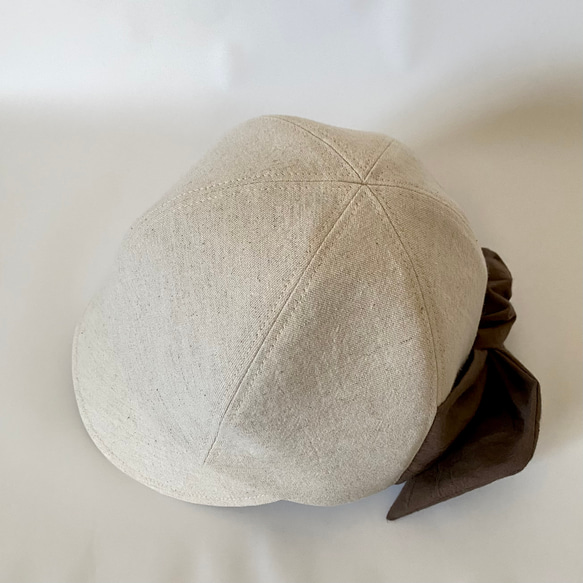 春夏＊大人に似合うシンプルキャップ＊リボン＊日本製コットンリネン＊レディース帽子【SS/S/M/LL受注制作】UVケア 6枚目の画像