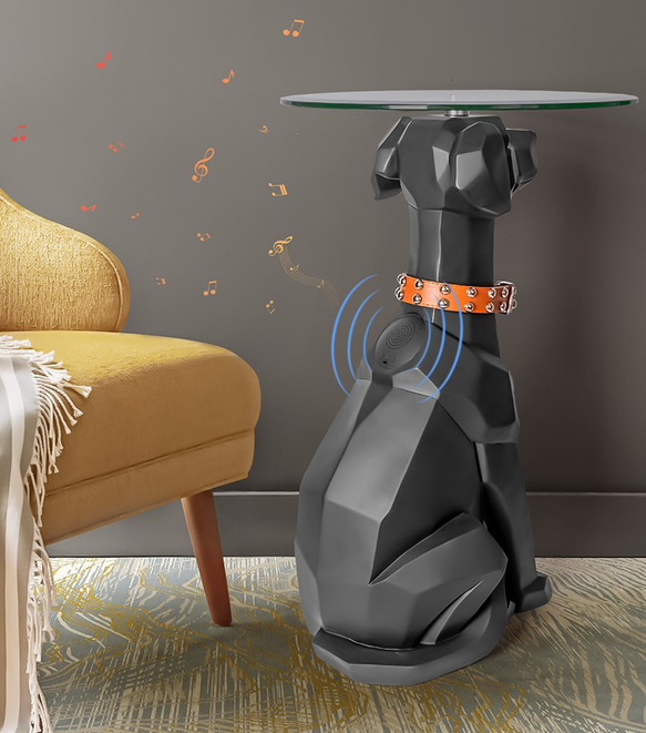 サイドテーブル 犬 オブジェ Bluetooth スピーカー付き おしゃれ ナイトテーブル ベッドサイド ch-952 10枚目の画像