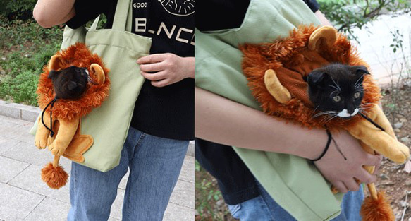 ペットキャリーバッグ 顔出し ライオン刺繍 犬 猫 手持ち 手提げ ペットキャリー ペット 小型 中型 ch-950 6枚目の画像