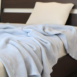 【泉州南部織】“熟睡を追求した”ハニカム織シングルケット（ダスティブルー） 4枚目の画像
