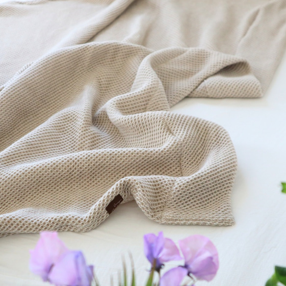 【泉州南部織】“熟睡を追求した”ハニカム織シングルケット（エクリュ） 15枚目の画像