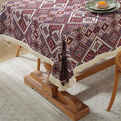 大判フレンチリネン厚手 テーブルクロスストライプ266×142センチ