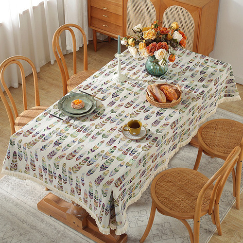 大判フレンチリネン厚手 テーブルクロスストライプ266×142センチ