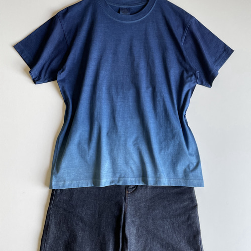 空』グラデーション Tシャツ 半袖 藍染 ユニセックス 【受注制作