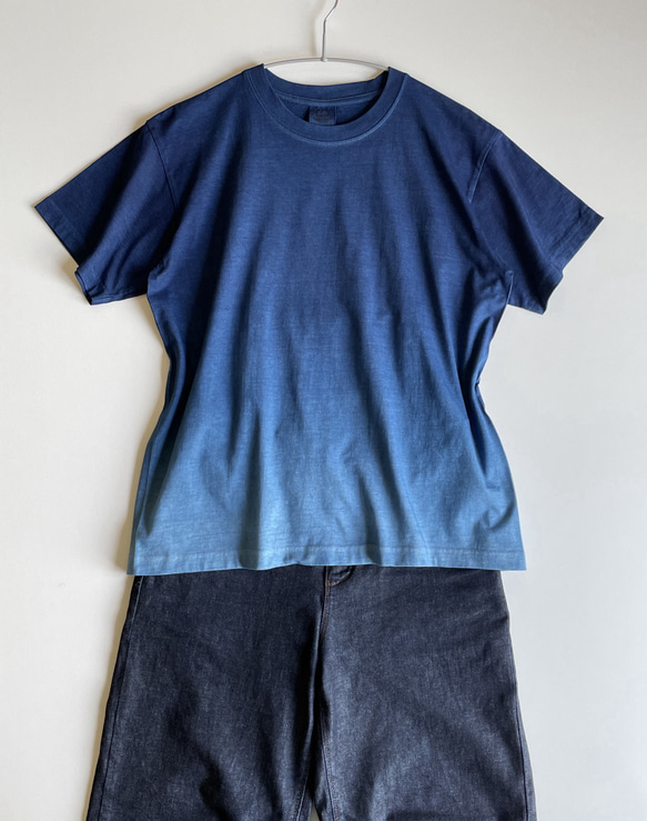 『空』グラデーション Tシャツ 半袖 藍染 【受注制作】 6枚目の画像