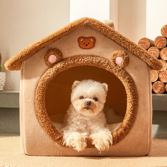 くま クマ チューリップ 花 フラワー ペットハウス 犬小屋 室内 犬 猫 ふわふわ 洗える 3カラー ch-925 9枚目の画像