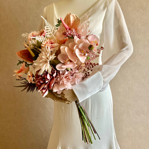 ウェディングブーケ アーティフィシャルフラワー ダリア ピオニー 大人