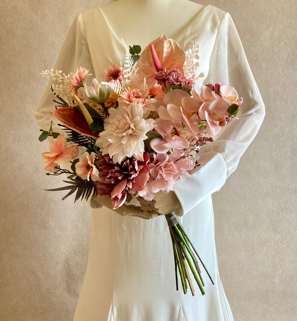 ウェディングブーケ アーティフィシャルフラワー ダリア ピオニー 大人