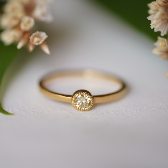 K18 Round lemon yellow Diamond ring (0.15ct,RB05_RLD015) 1枚目の画像