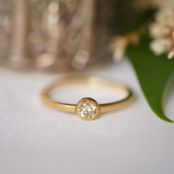 K18 Round lemon yellow Diamond ring (0.15ct,RB05_RLD015) 5枚目の画像