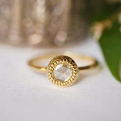 K18 Round Rose cut Diamond ring(0.478ct,R076_RRDYe) 5枚目の画像