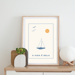 アートポスター A VIDA É BELA / ヨット 太陽 鳥 自然 モダン ミニマル アート 3枚目の画像
