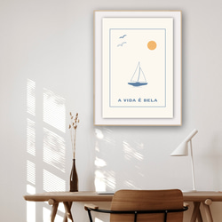 アートポスター A VIDA É BELA / ヨット 太陽 鳥 自然 モダン ミニマル アート 4枚目の画像