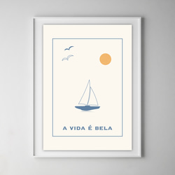 アートポスター A VIDA É BELA / ヨット 太陽 鳥 自然 モダン ミニマル アート 6枚目の画像
