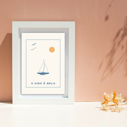 アートポスター A VIDA É BELA / ヨット 太陽 鳥 自然 モダン ミニマル アート 1枚目の画像