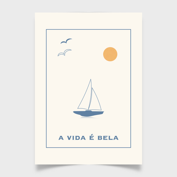 アートポスター A VIDA É BELA / ヨット 太陽 鳥 自然 モダン ミニマル アート 7枚目の画像